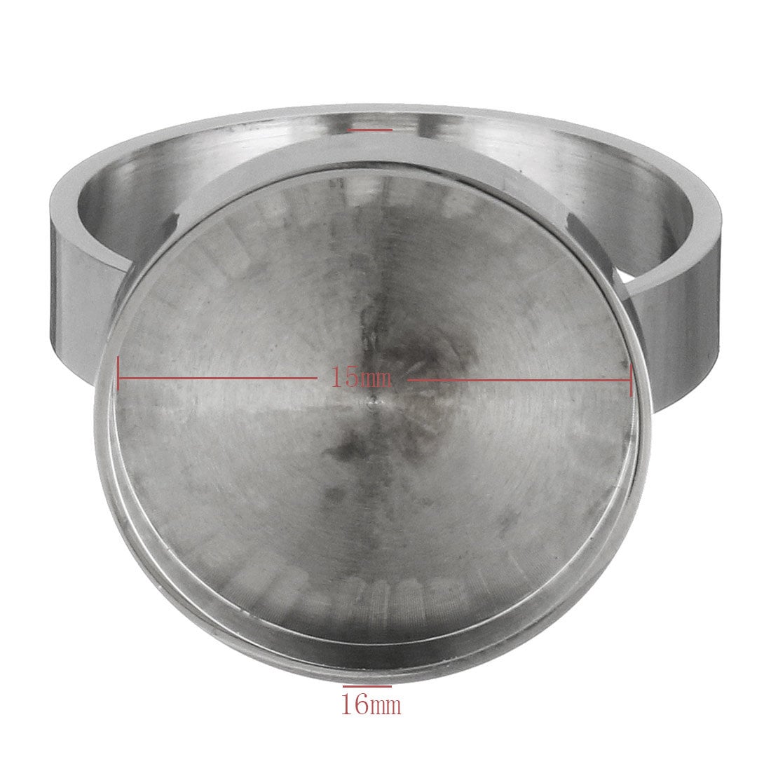 Stainless steel adjustable ring, 15mm round cabochon settings, Hypoallergenic jewelry making findings