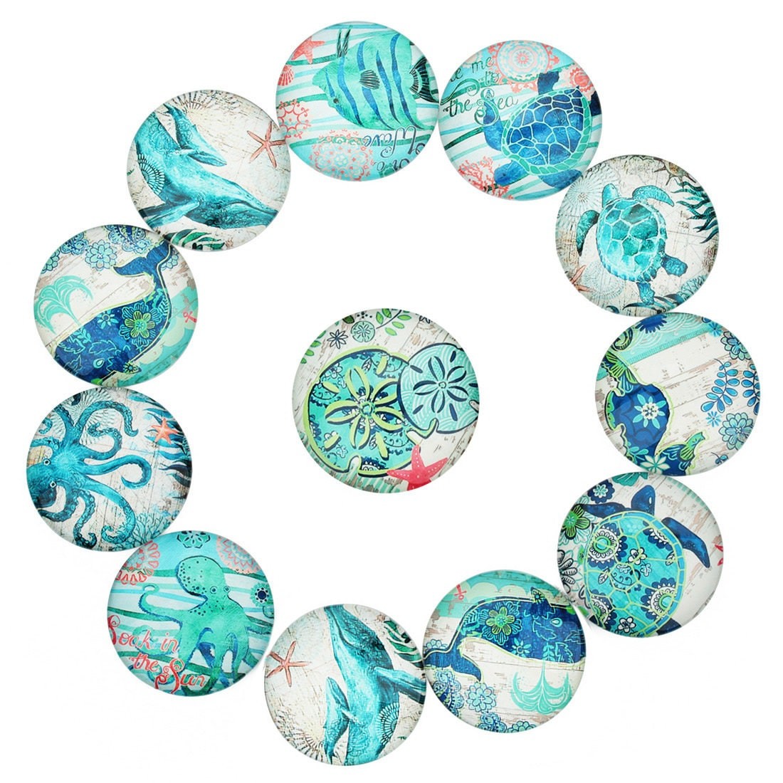 Faune océanique - Ensemble de 20 cabochons variés
