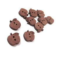 10 Apple Wooden Buttons 16mm