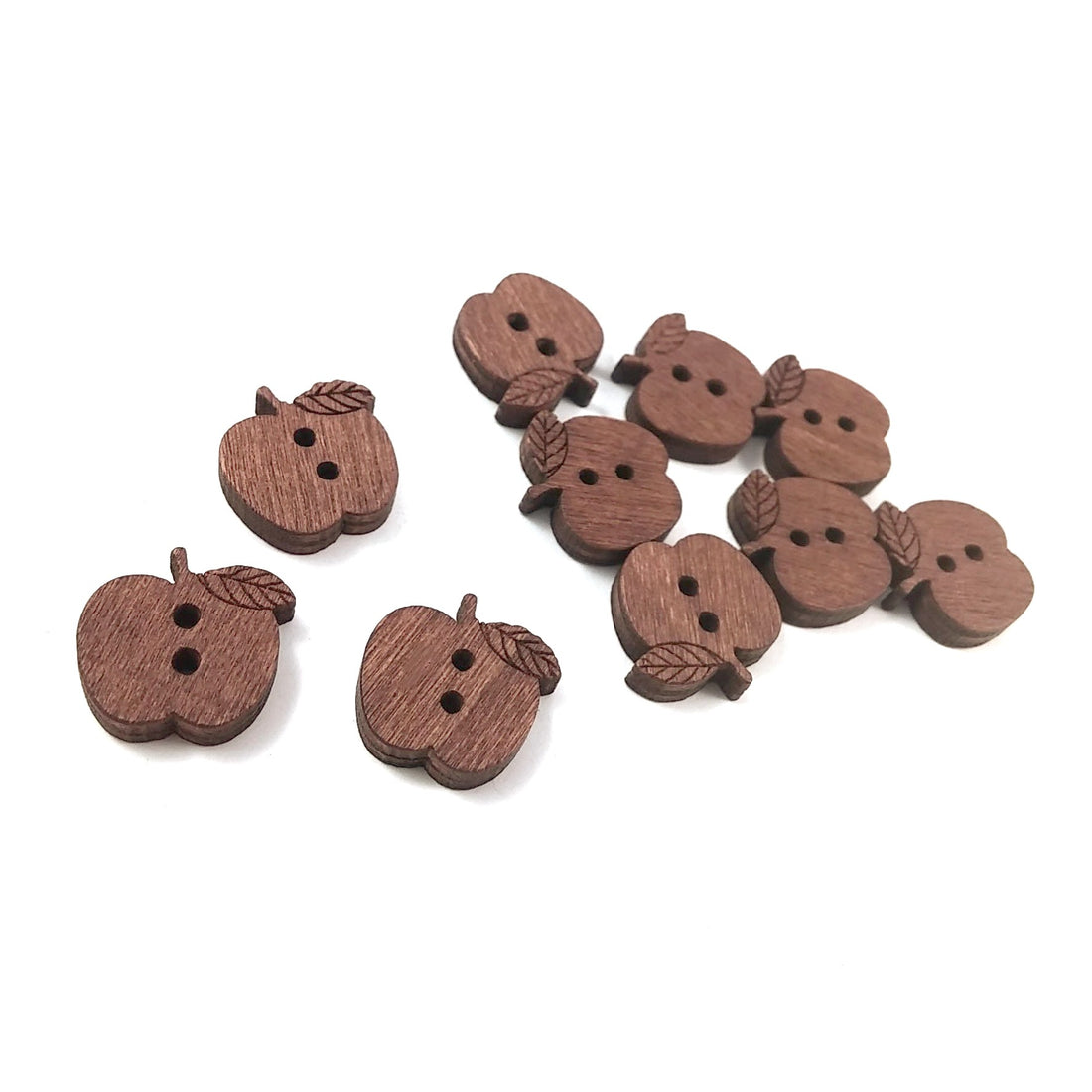 10 Apple Wooden Buttons 16mm