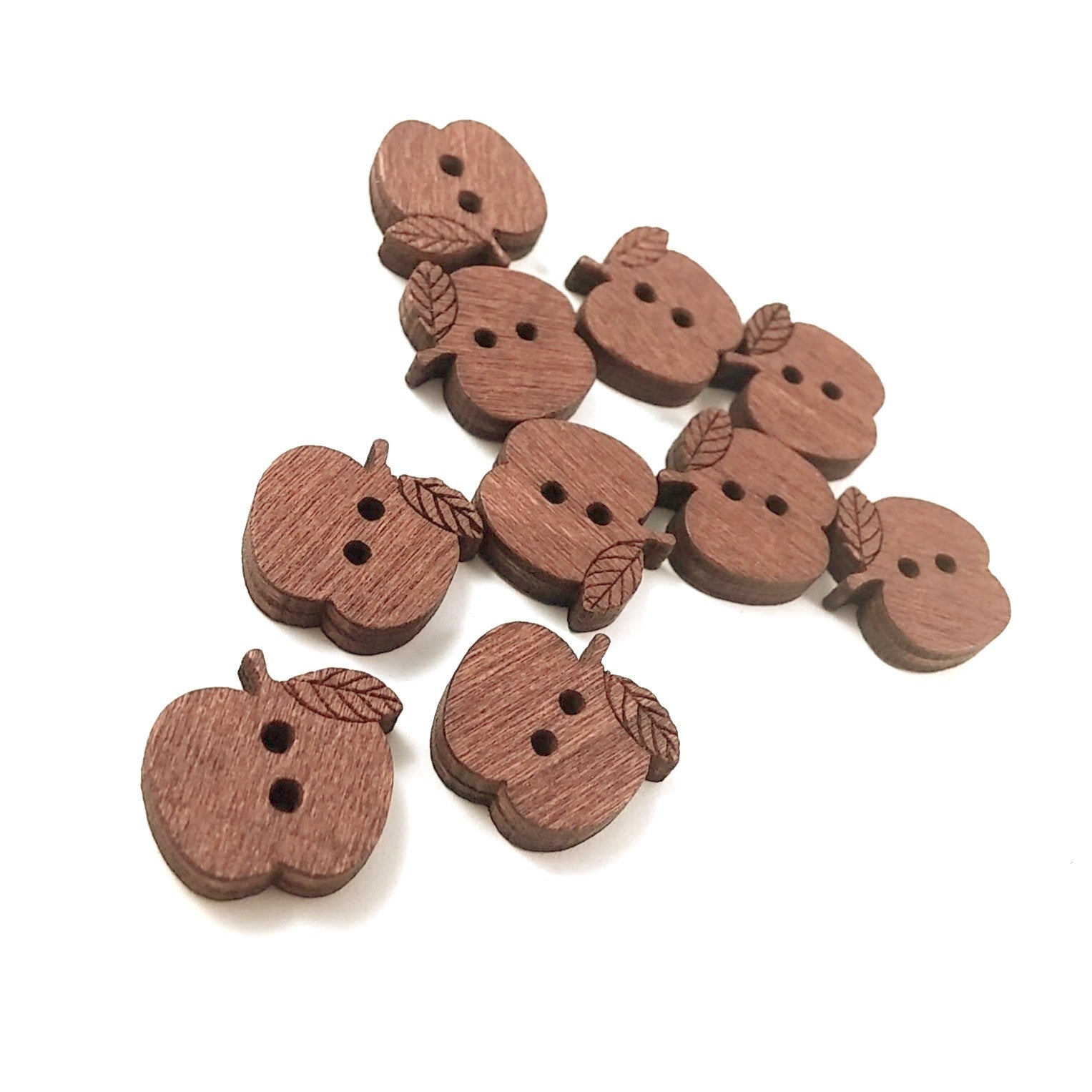 10 Apple Wooden Buttons 16mm