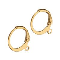 Crochets ronds PLAQUÉ OR 24CT pour boucle d'oreille en acier inoxydable hypoallergénique