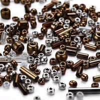 Perles de rocaille en verre - BRONZE - Assortiment de formes et grandeurs