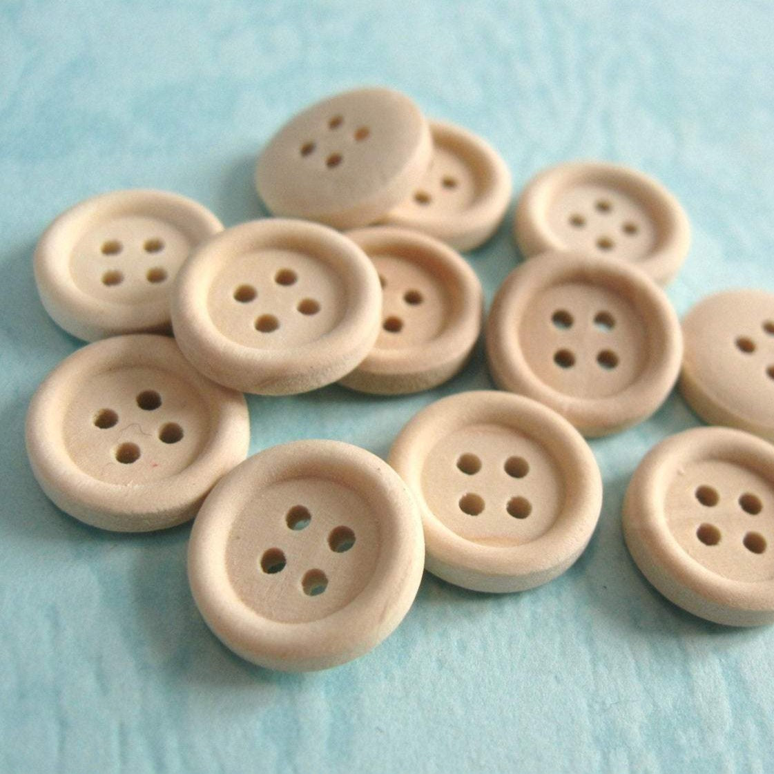 12 Natural unfinished wood buttons 13mm, 15mm, 18mm, 20mm, 25mm