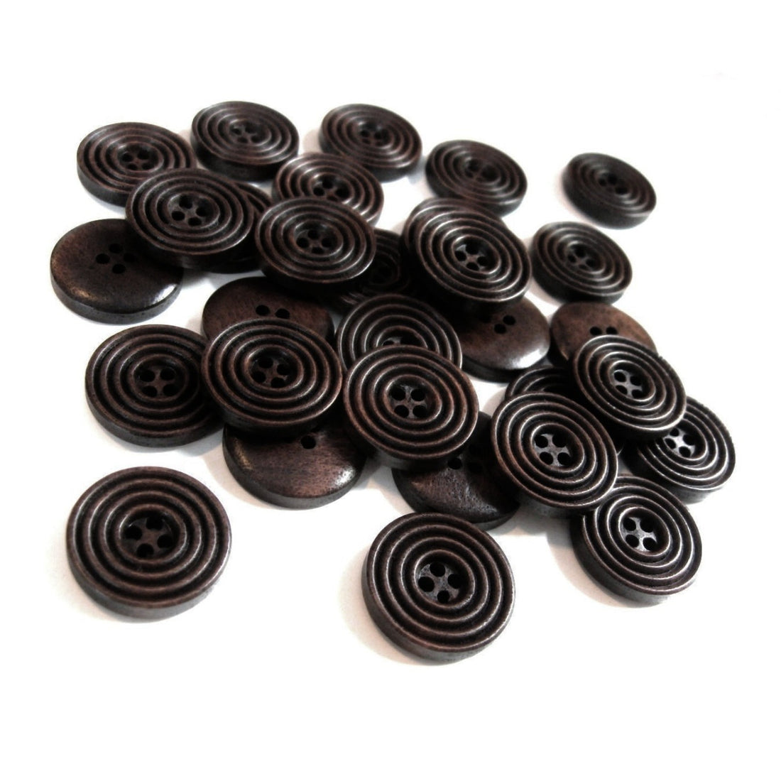 Dark coffee brown Wooden Sewing Buttons 20mm - set of 6 natural circle wood button