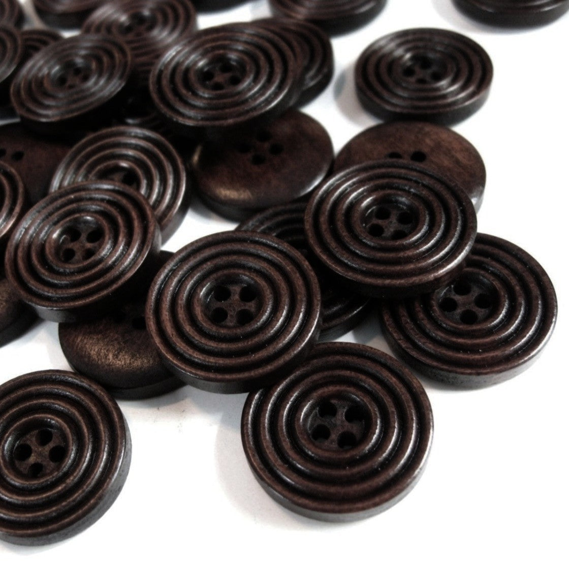 Dark coffee brown Wooden Sewing Buttons 20mm - set of 6 natural circle wood button