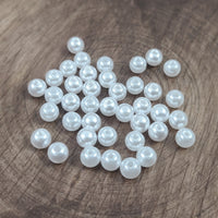40 pearl spacer beads, 6mm plastic beads for jewelry making, White round beads