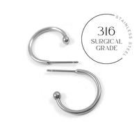 Surgical stainless steel hoops, Silver earring findings, Hypoallergenic jewelry making supplies