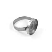 Stainless steel adjustable ring, 15mm round cabochon settings, Hypoallergenic jewelry making findings