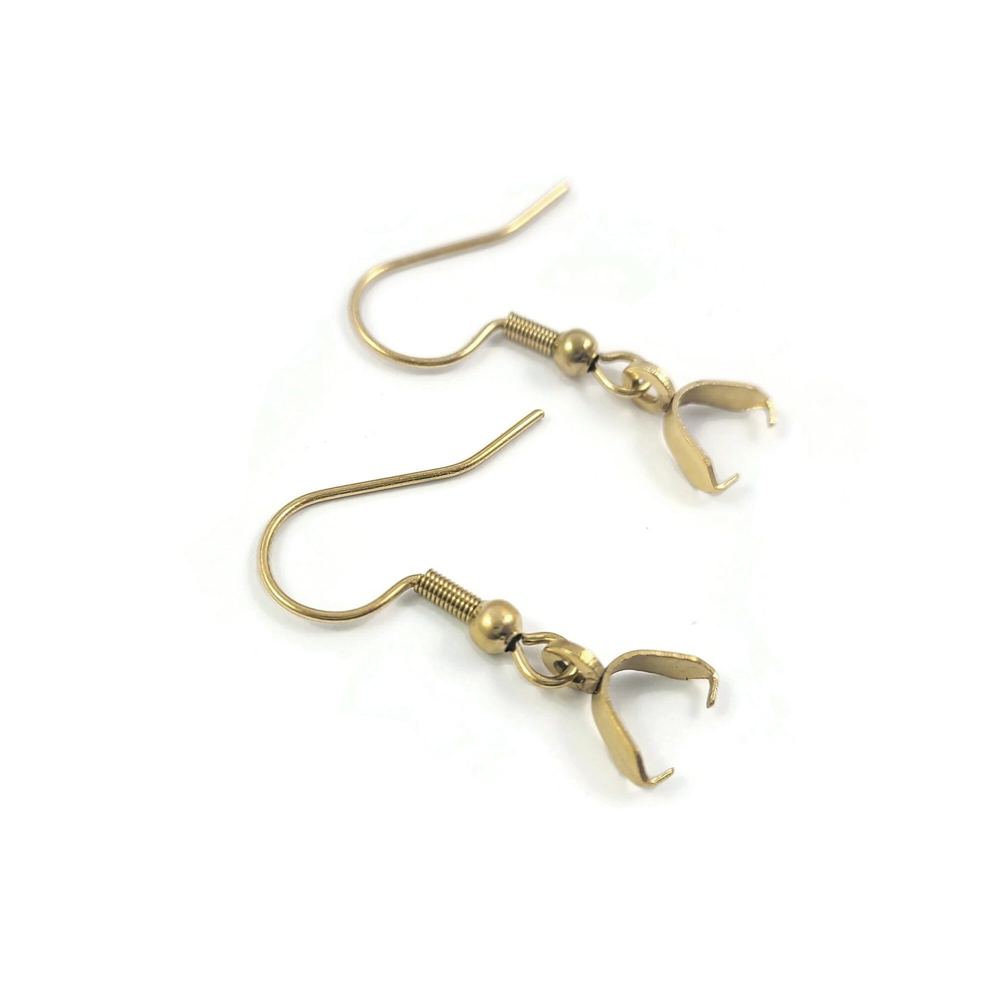 10pcs stainless steel earring hooks with pinch bails - Rose gold, gold, silver, black - Jewelry making findings
