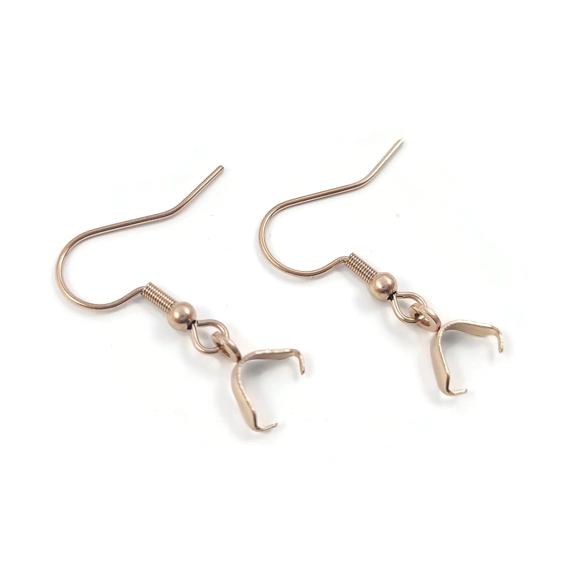 10pcs stainless steel earring hooks with pinch bails - Rose gold, gold, silver, black - Jewelry making findings