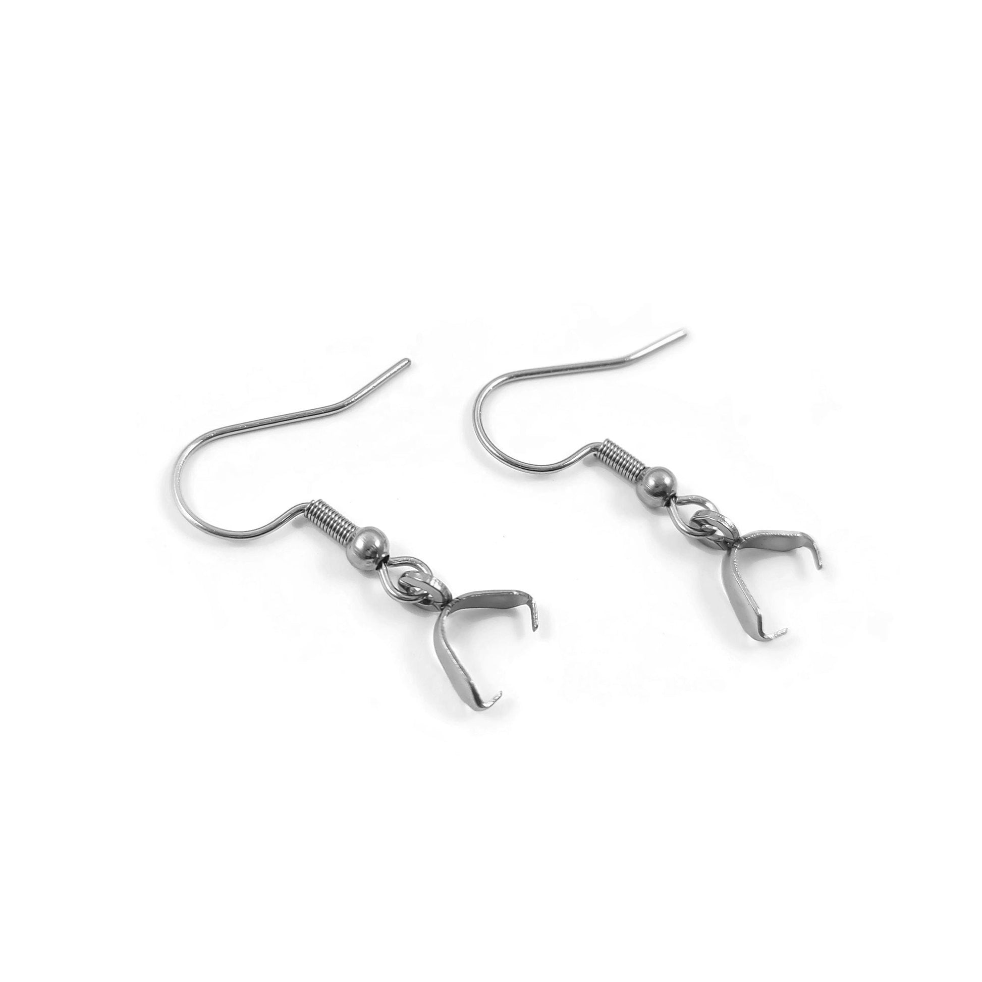 10pcs stainless steel earring hooks with pinch bails - Rose gold, gold, silver, black - Jewelry making findings