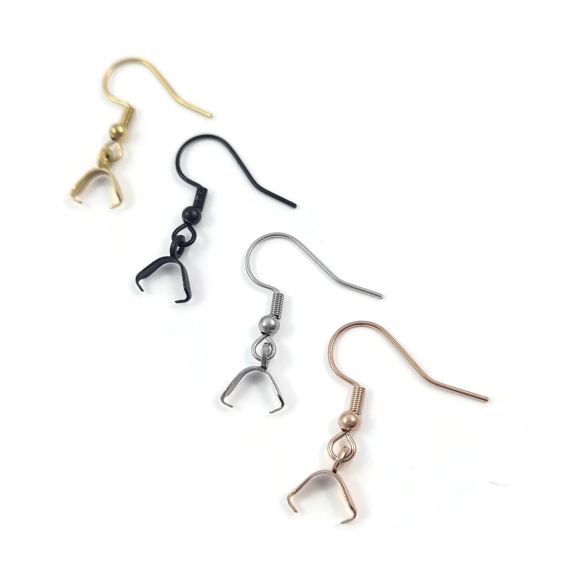 10pcs stainless steel earring hooks with pinch bails - Rose gold, gold, silver, black - Jewelry making findings