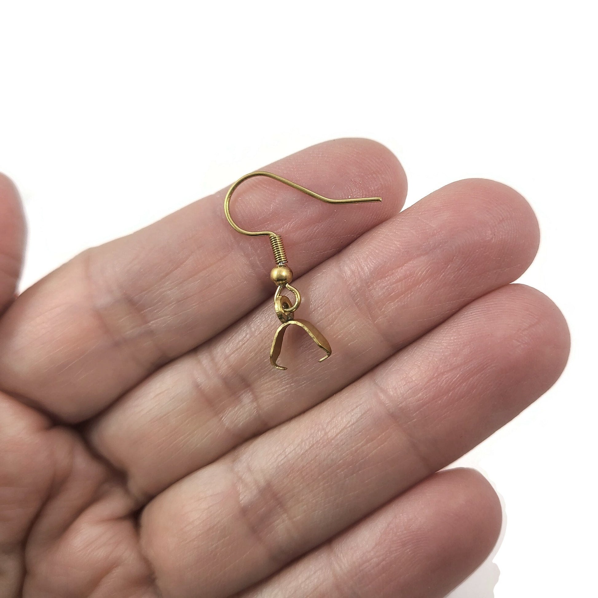 10pcs stainless steel earring hooks with pinch bails - Rose gold, gold, silver, black - Jewelry making findings