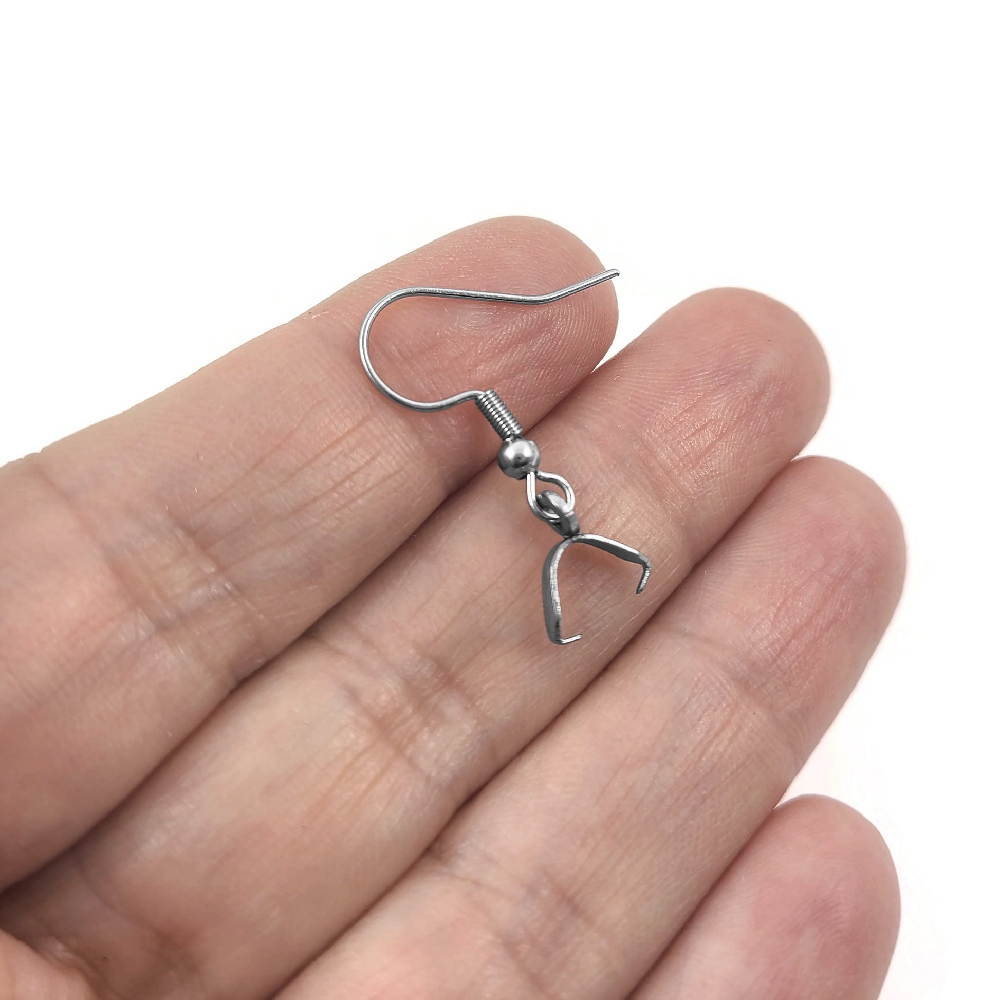 10pcs stainless steel earring hooks with pinch bails - Rose gold, gold, silver, black - Jewelry making findings