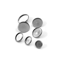 Stainless steel shank button bezel - Make you own buttons - Cabochon settings - 4pcs