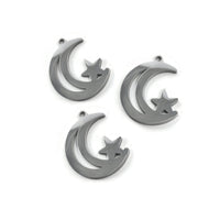 1 Moon and star pendant, Stainless steel hypoallergenic, DIY celestial necklace pendant