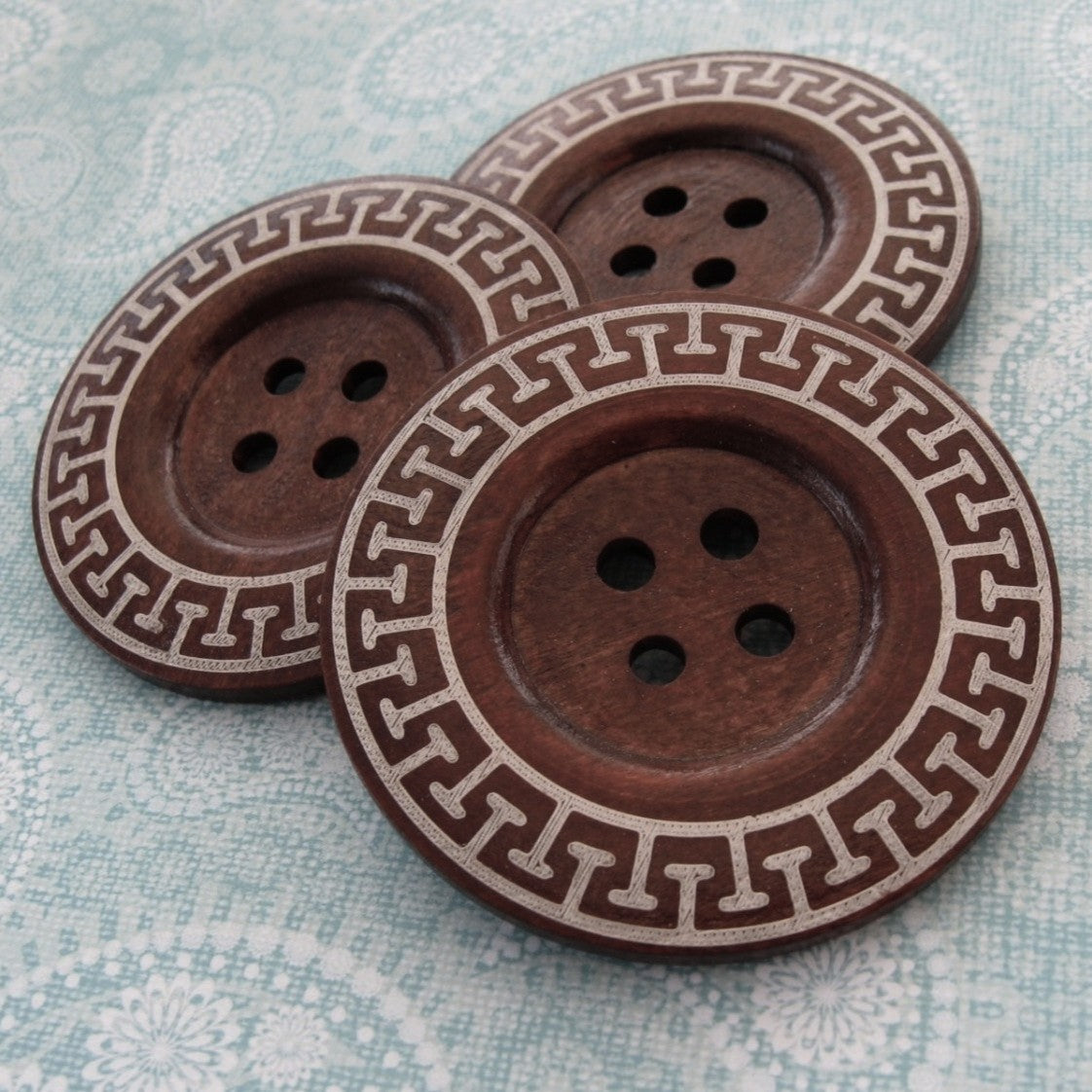 Extra large wooden aztec button 60mm (2 3/8")