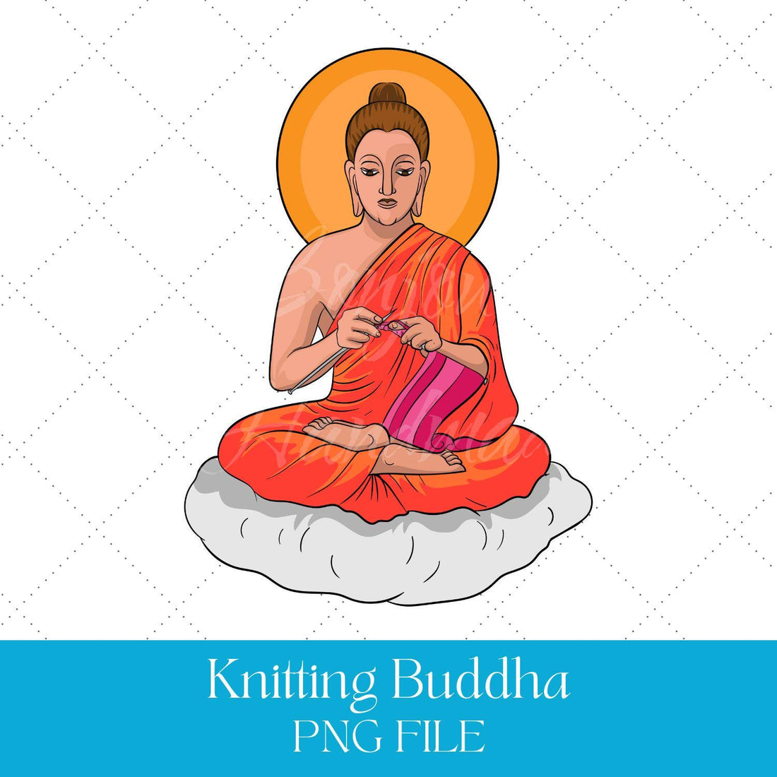 Knitting Buddha PNG, Funny zen meditation clipart, Instant digital download DIY