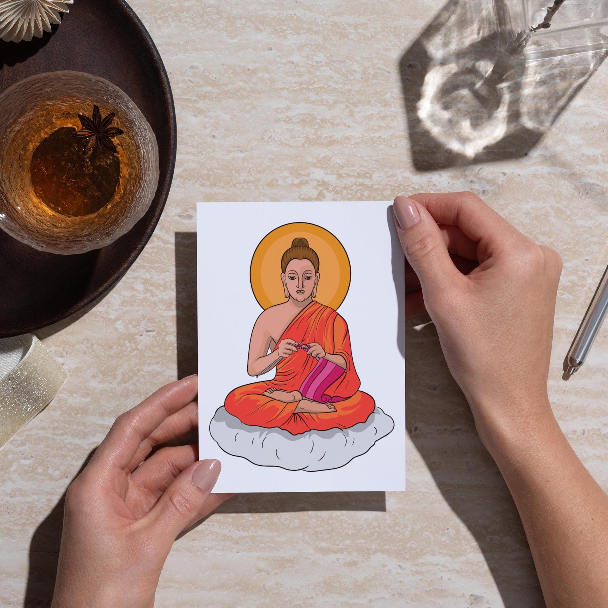 Knitting Buddha PNG, Funny zen meditation clipart, Instant digital download DIY