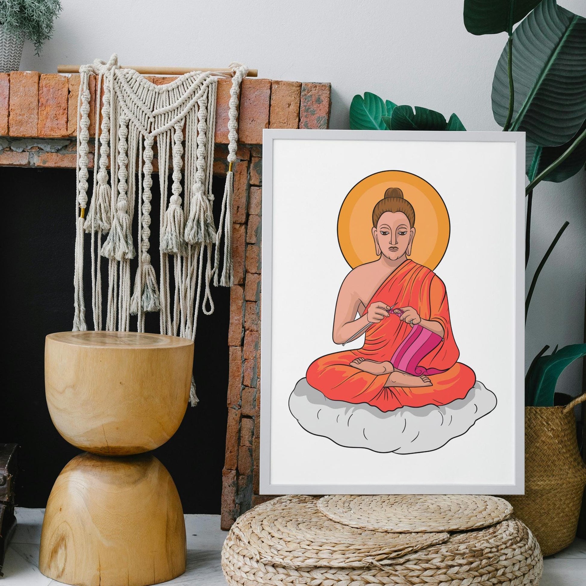 Knitting Buddha PNG, Funny zen meditation clipart, Instant digital download DIY
