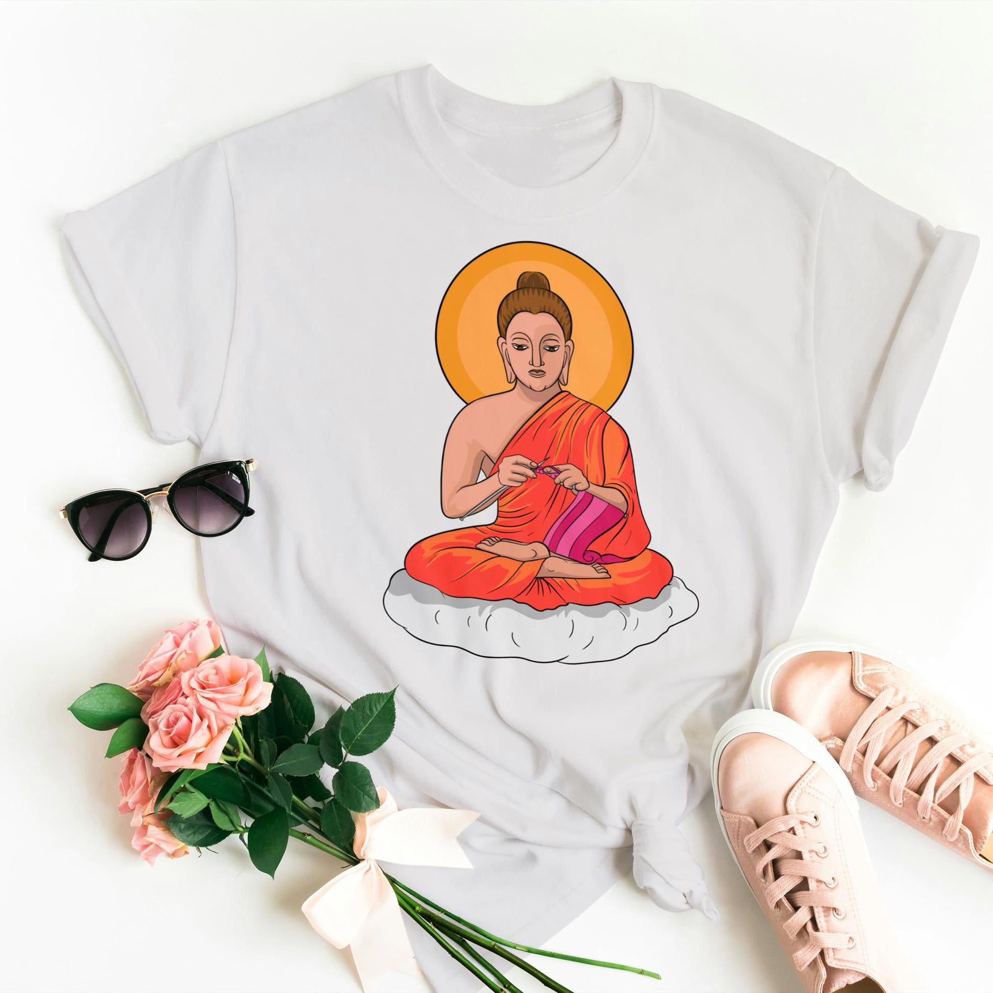 Knitting Buddha PNG, Funny zen meditation clipart, Instant digital download DIY