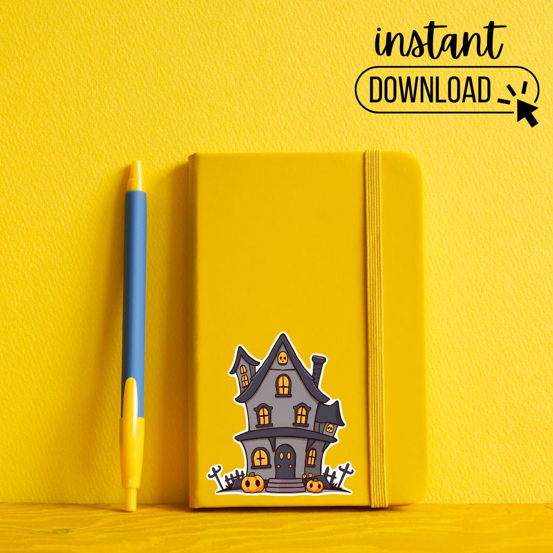 Cute Halloween Sticker Bundle, 12 Adorable Printable PNG Stickers, Digital Download, Print and Cut Cricut, Scrapbooking & Planners