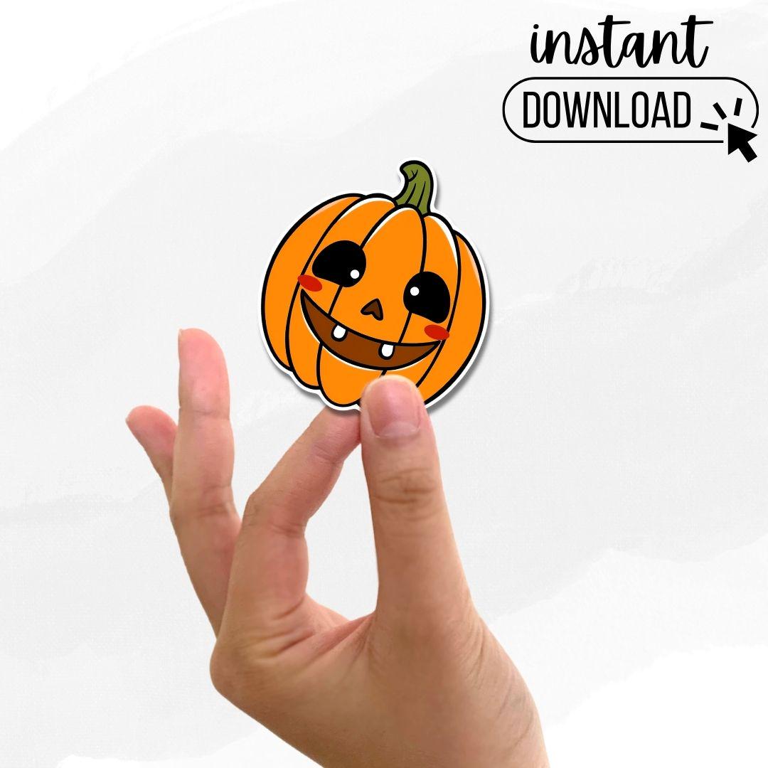 Cute Halloween Sticker Bundle, 12 Adorable Printable PNG Stickers, Digital Download, Print and Cut Cricut, Scrapbooking & Planners