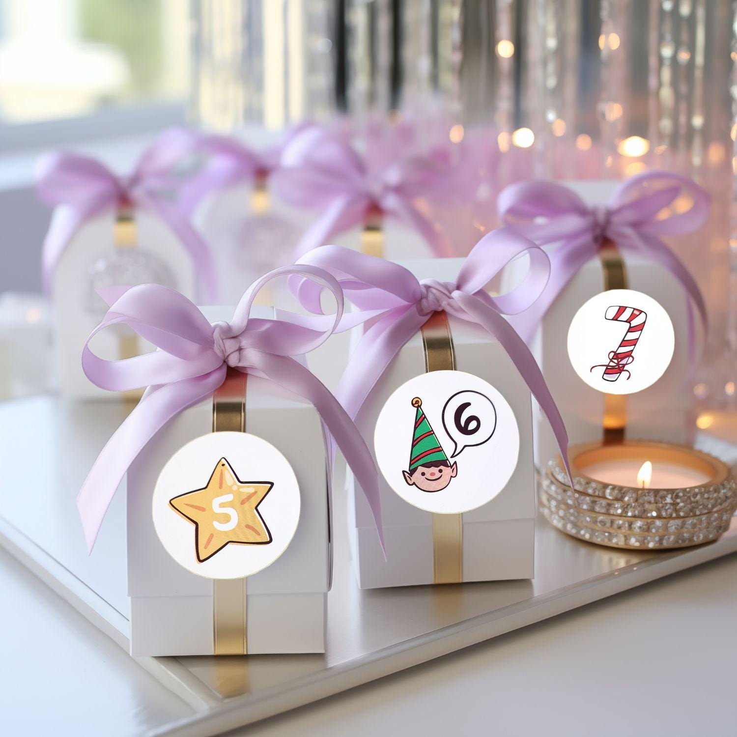 Fun Christmas Advent Calendar Stickers, DIY Holiday December Countdown Tags, Self-Adhesive Envelope Seals, Festive Number Labels