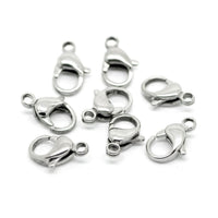 10 fermoirs mousquetons argent en acier inoxydable hypoallergénique