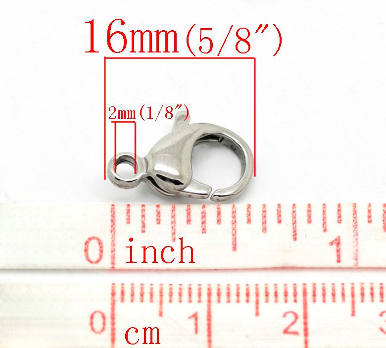 10 fermoirs mousquetons argent en acier inoxydable hypoallergénique