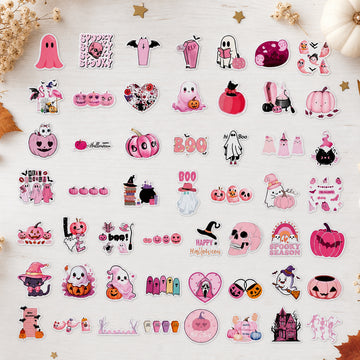 50 pink halloween vinyl sticker pack