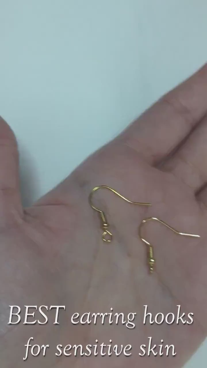 Hypoallergenic earring hooks, Nickel free 18K gold plated ear wire, Front loop