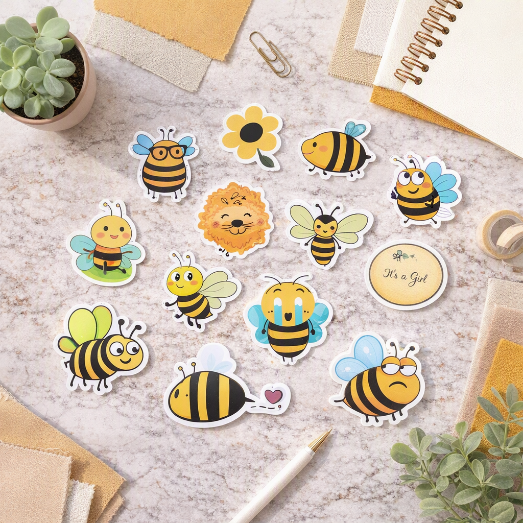 50 autocollants abeilles en vinyle