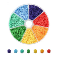 2mm glass seed beads kit, 6300 assorted rainbow beads