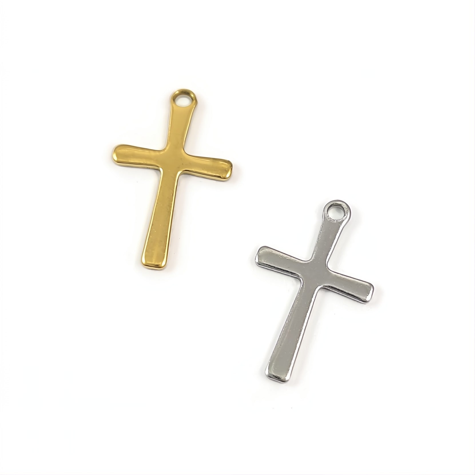 5 minimalist stainless steel cross charms
