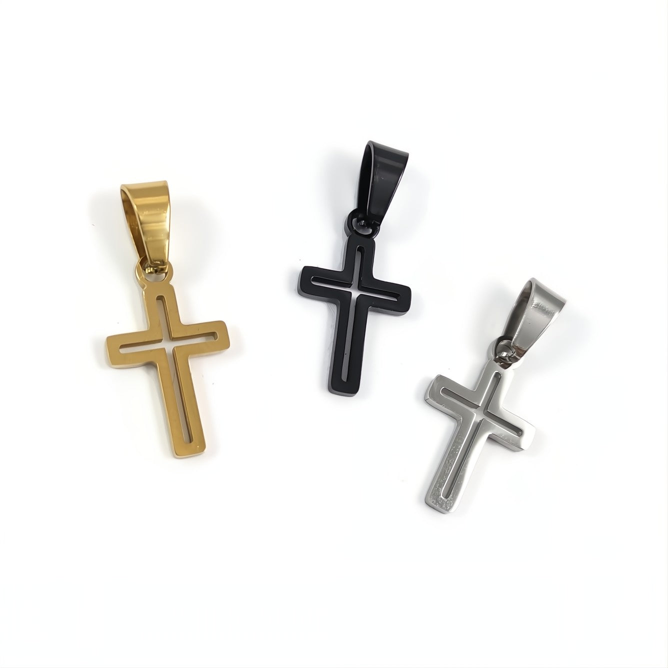 1 stainless steel cross pendant 18mm