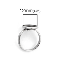 1 Stainless steel adjustable ring cabochon setting (fits 10mm 12mm dia.)