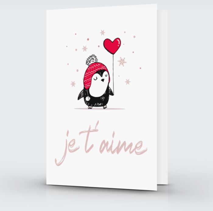Penguin I LOVE YOU card - Printable instant download