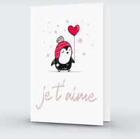 Penguin I LOVE YOU card - Printable instant download