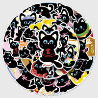 50 cute black cat vinyl sticker pack