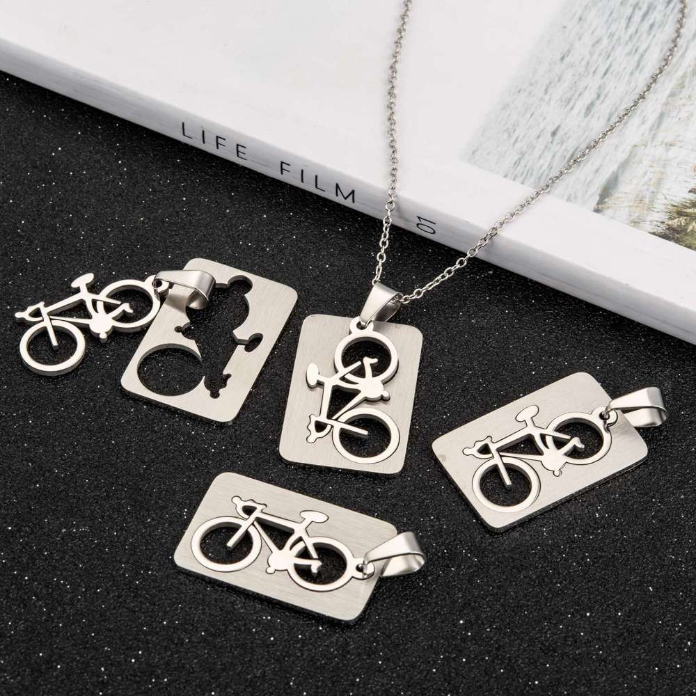 Pendentif bicyclette en acier inoxydable hypoallergénique