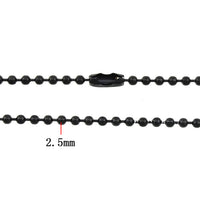 1 Black Stainless Steel Ball Chain 2.5mm - 23.5 inch