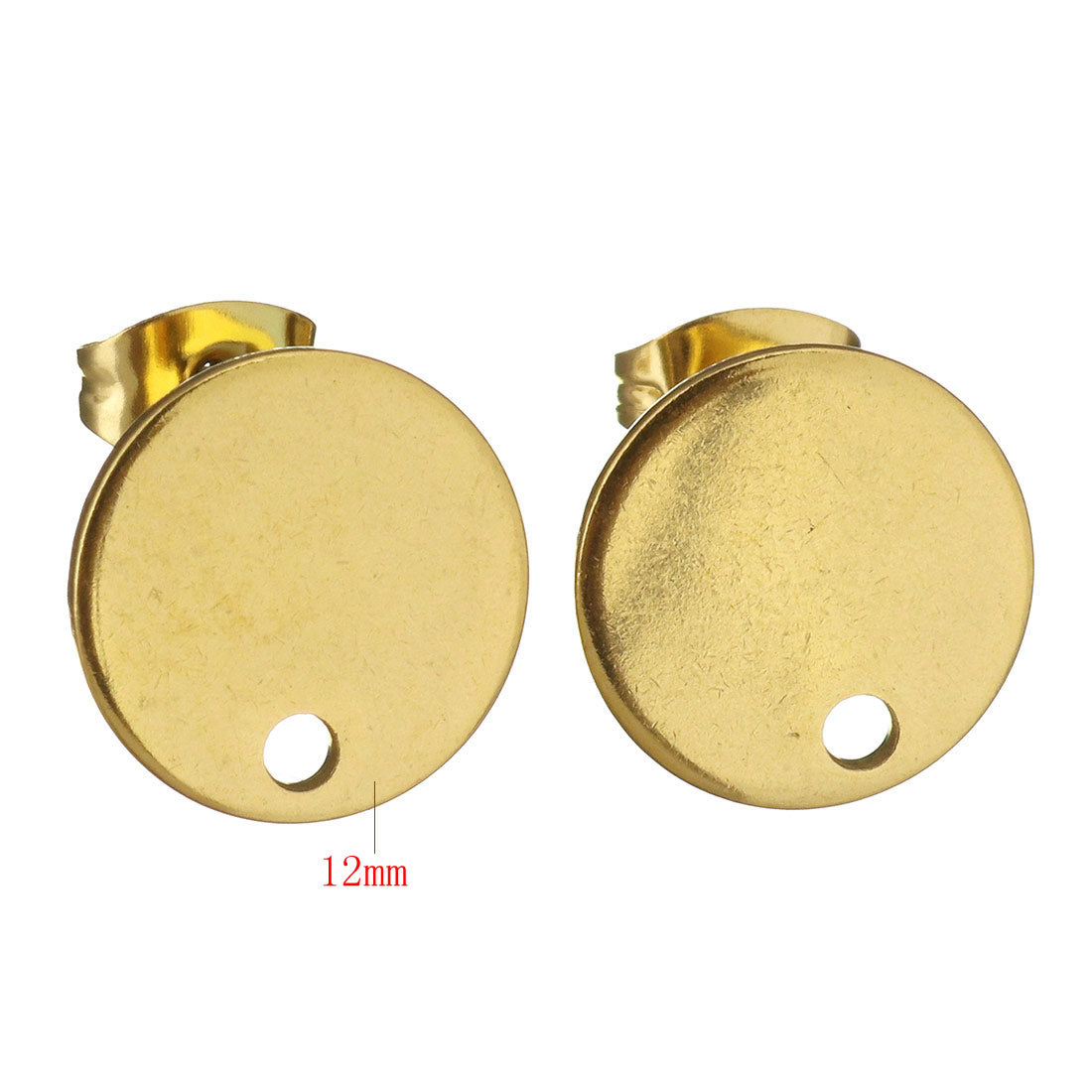 10 Stainless steel earring posts 8mm, 10mm, 12mm round