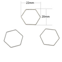 5 Stainless steel hexagon connector charms, 11mm, 16mm or 20mm