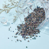 Perles de rocaille en verre - GRIS - Assortiment de formes et grandeurs