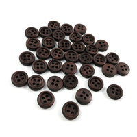 Mini Wood button - Dark Brown 4 Holes Wooden Sewing Buttons 11mm - set of 36