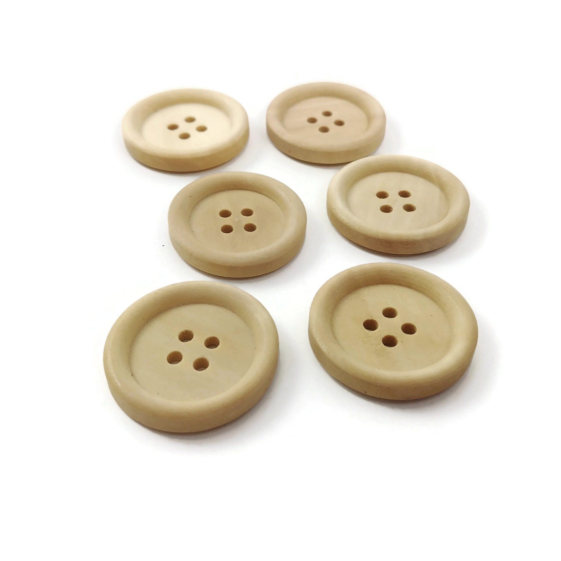 Bouton de bois de 2.5cm - ensemble de 6 boutons en bois naturel