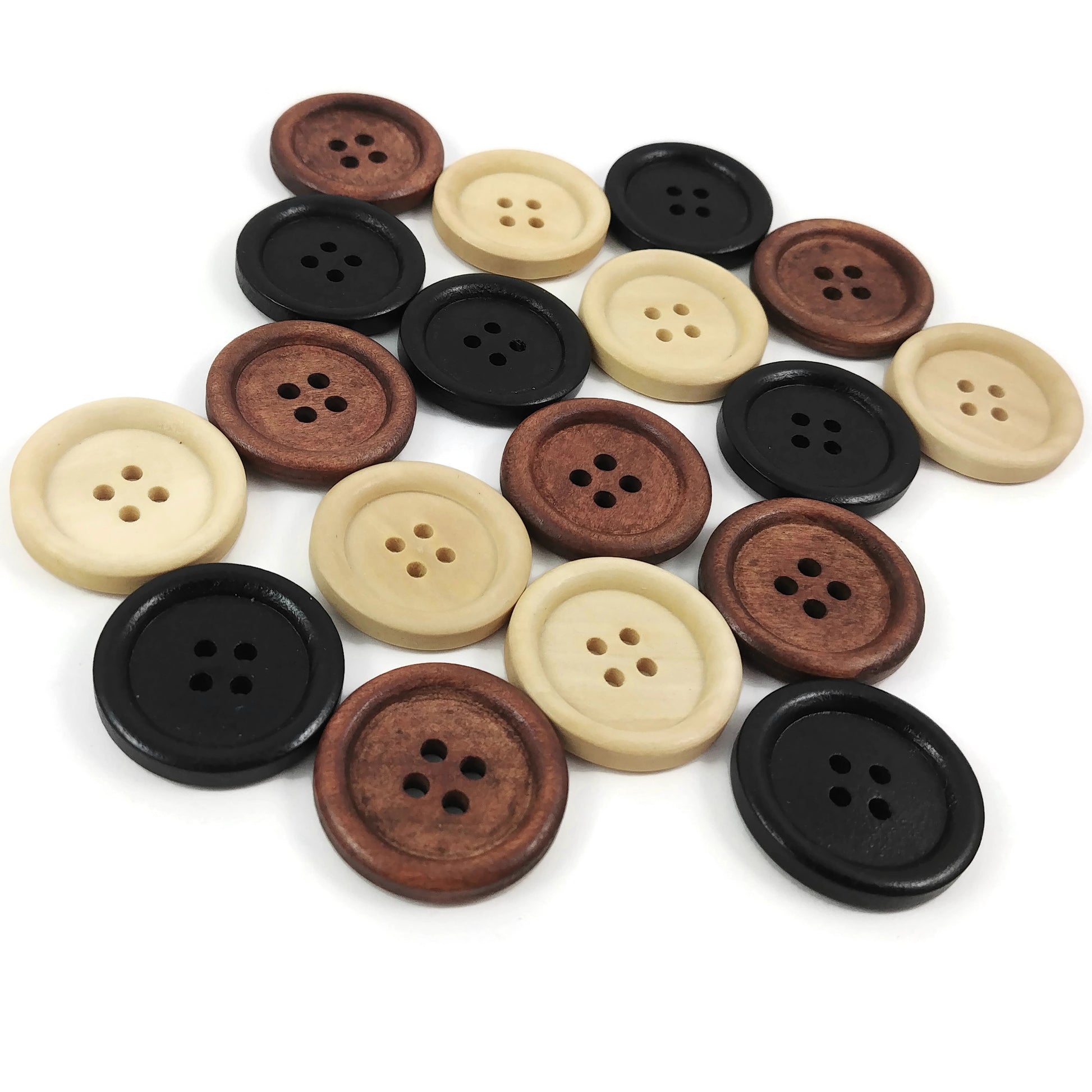 Bouton de bois de 2.5cm - ensemble de 6 boutons en bois naturel