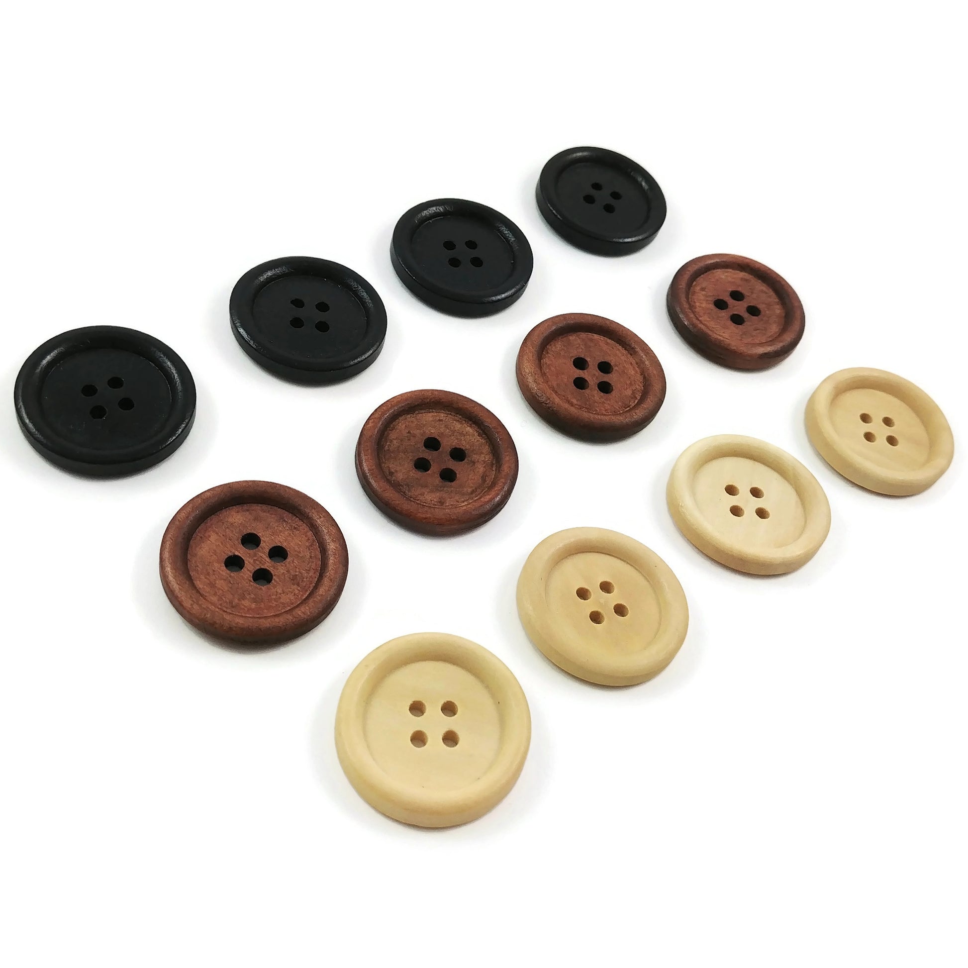 Bouton de bois de 2.5cm - ensemble de 6 boutons en bois naturel
